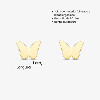 Brinco Borboleta Lisa Folheado a Ouro 18K
