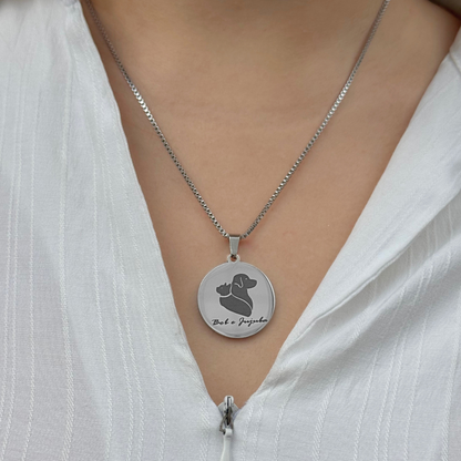 Colar Aço Personalizado Medalha Redonda G