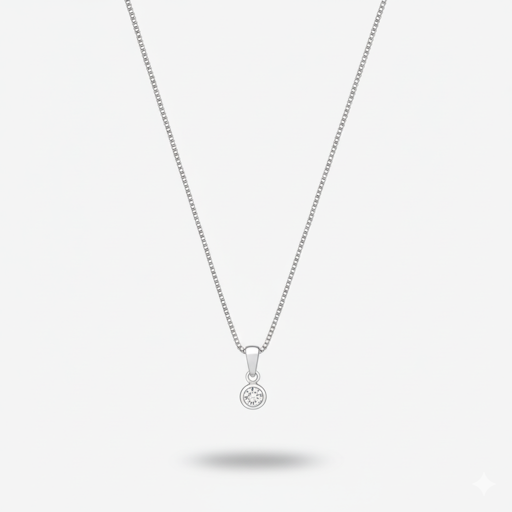 Colar Ponto de Luz com Borda Folheado a Prata