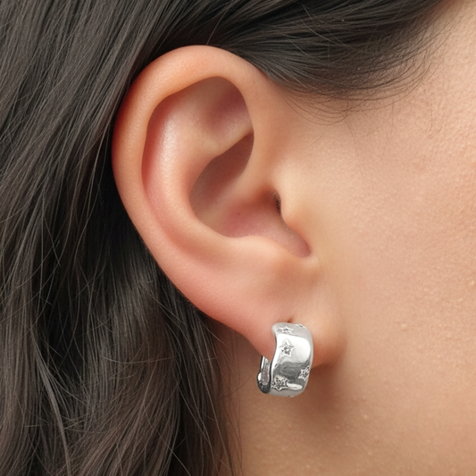 Brinco Argola Estrelar Folheado a Prata