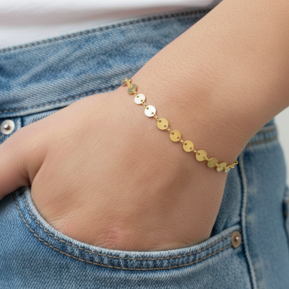 Pulseira Esplendor Elo Chapinha Redonda Folheada a Ouro 18k