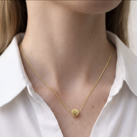 Colar Pomo Veneziana com Bolinha Folheado a Ouro 18k