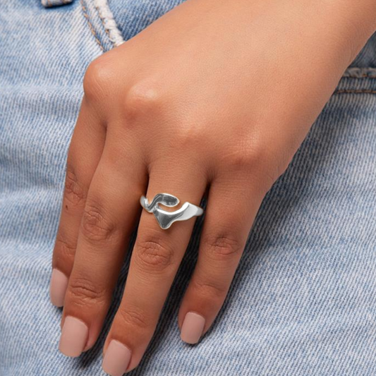Anel Regulável Orgânico Folheado a Prata