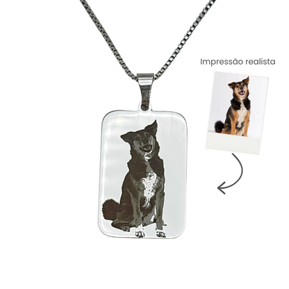 Colar Aço Personalizado Medalha Retângular