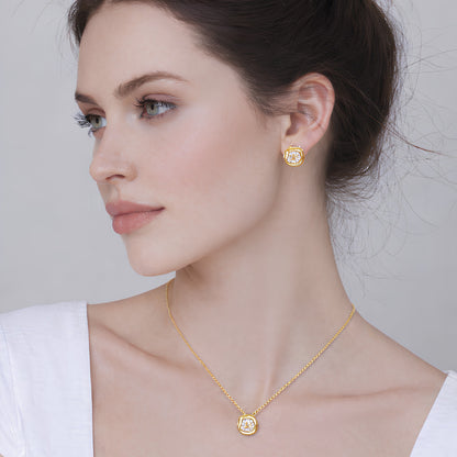 Conjunto Orgânico Cravejado Folheado a Ouro 18k