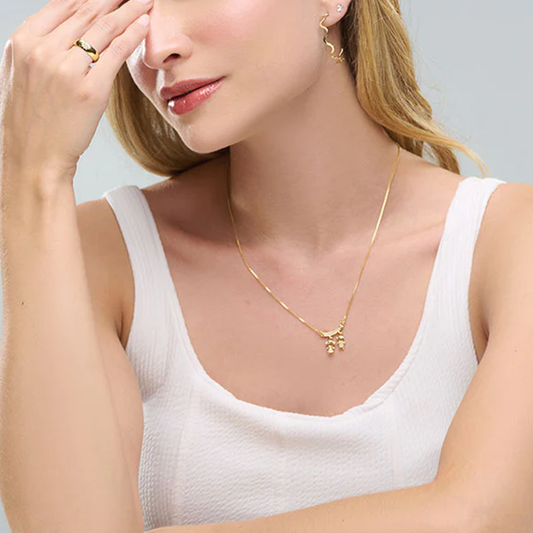 Colar Menino e Menina Cravejado Folheado a Ouro 18k