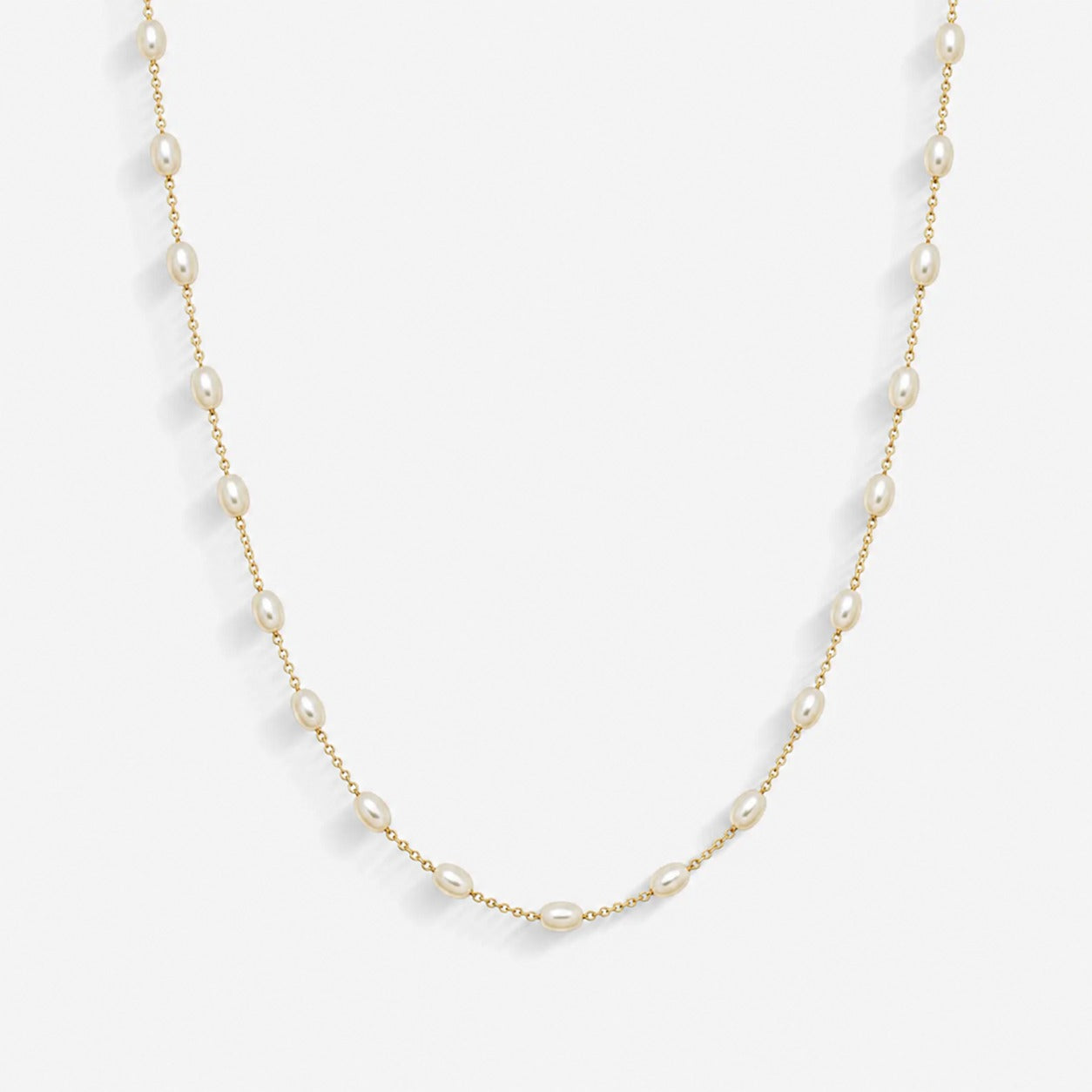Colar Pérola Oval Folheado a Ouro 18k