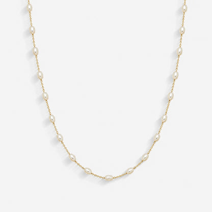 Colar Pérola Oval Folheado a Ouro 18k