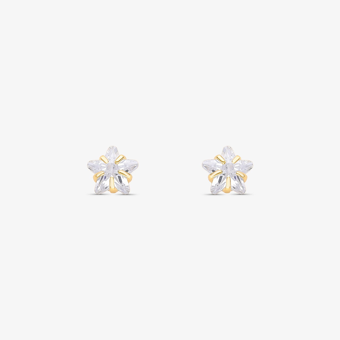 Brinco Estrela Zircônia 6mm Folheado a Ouro 18k