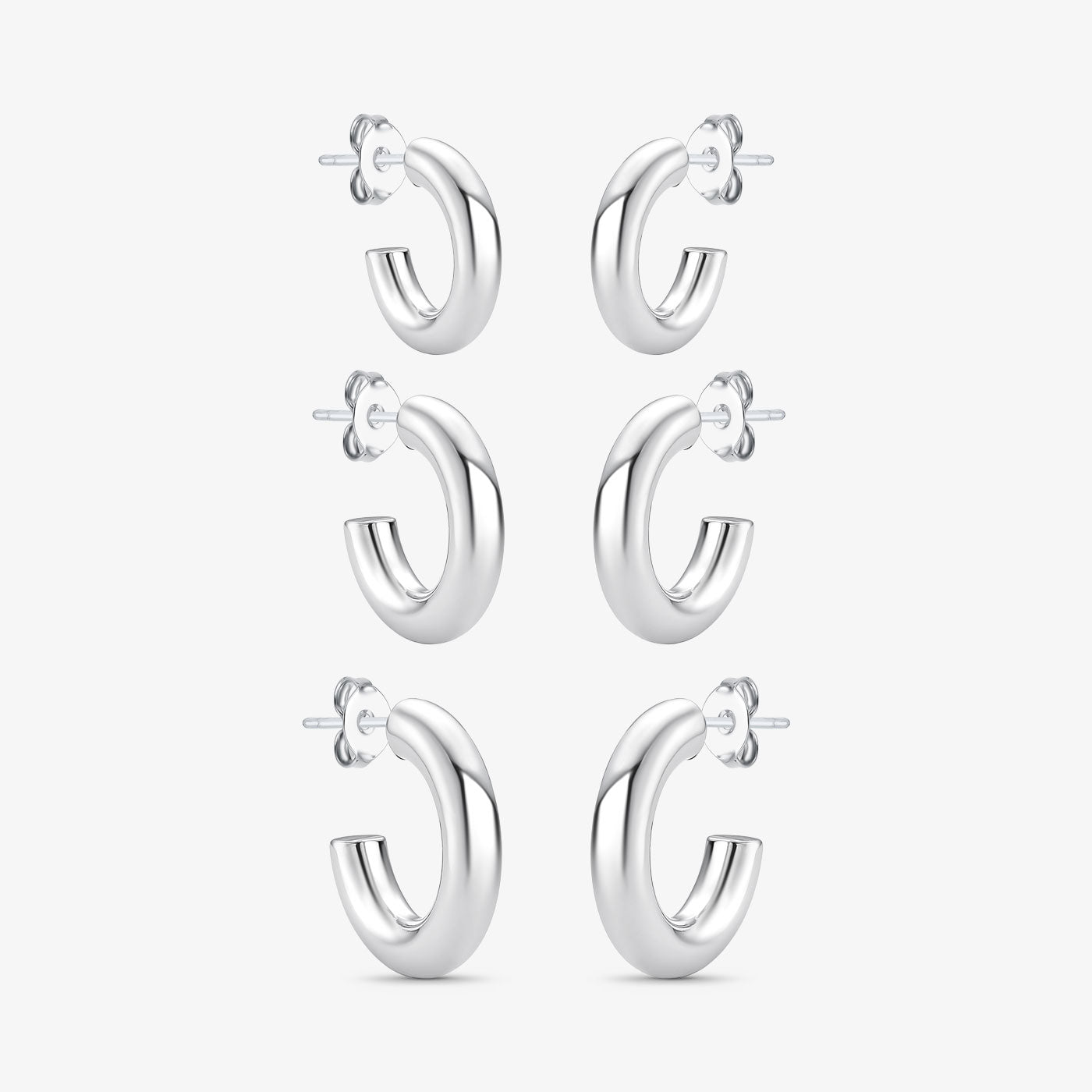 Brinco Trio de Argolas Aço redonda