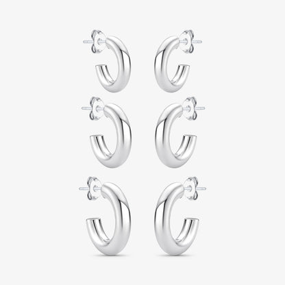 Brinco Trio de Argolas Aço redonda