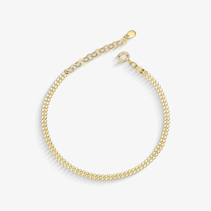 Pulseira Fileira Dupla de Bolinhas Achatadas Folheado a Ouro 18k