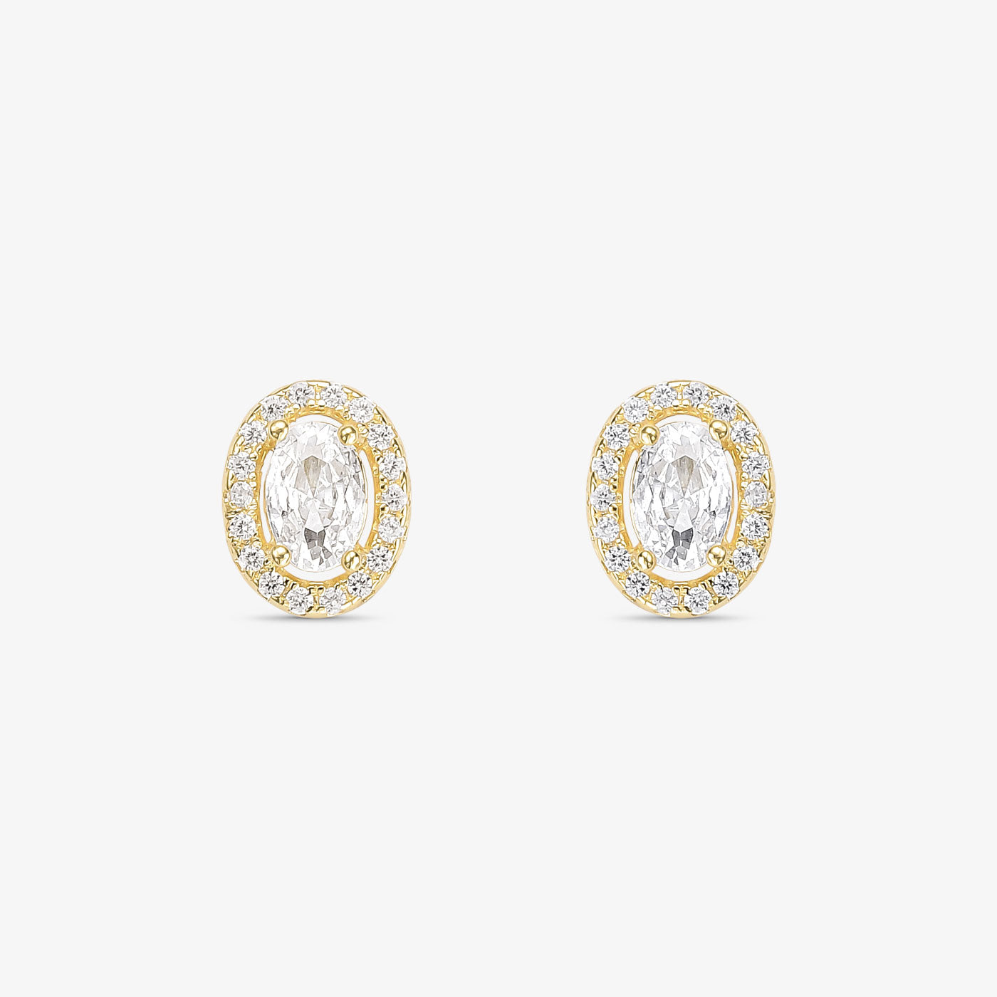 Conjunto Redondo Zircônia Cristal Folheado a Ouro 18k