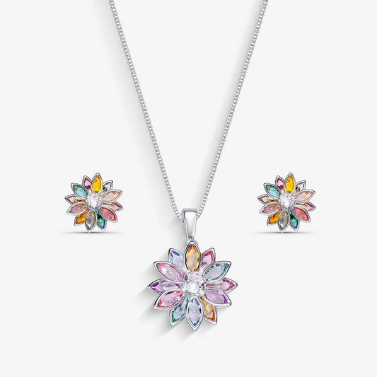 Conjunto Flor de Cristal Colorida