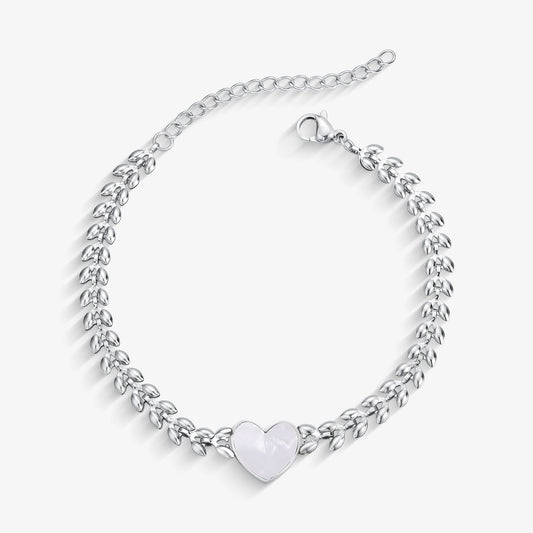 Pulseira Aço Escama e Coração