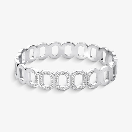 Bracelete Oval Cravejado em Aço