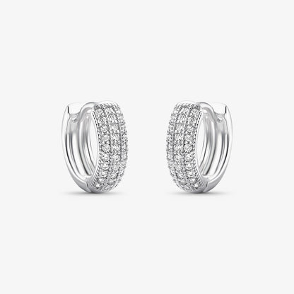 Brinco Mini Argola Borda Cravejada Folheado a Prata