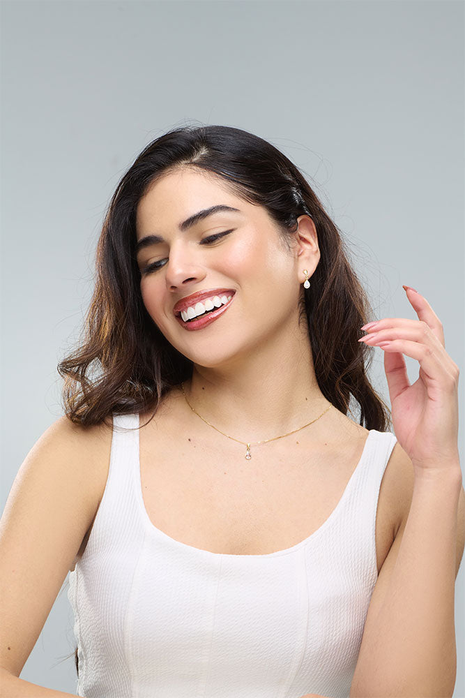 Colar Gota Ponto de Luz Folheado a Ouro 18k