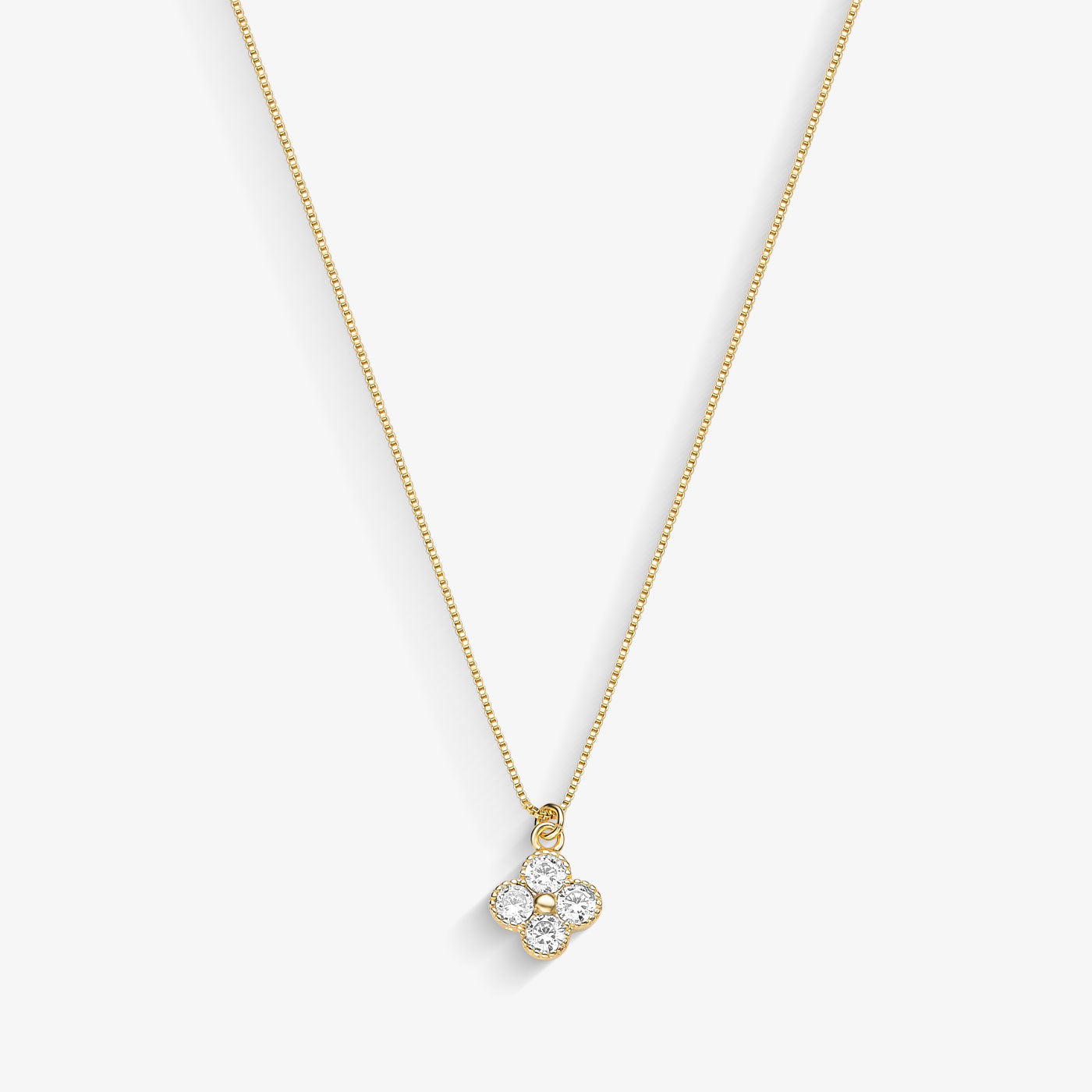 Colar Trevo Cristal Folheado a Ouro 18k