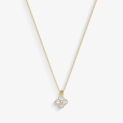 Colar Trevo Cristal Folheado a Ouro 18k