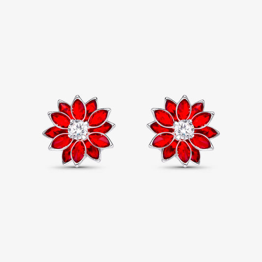 Brinco Flor de Cristal Vermelho