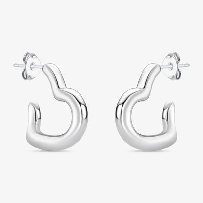 Brinco Aço Argola de Coração