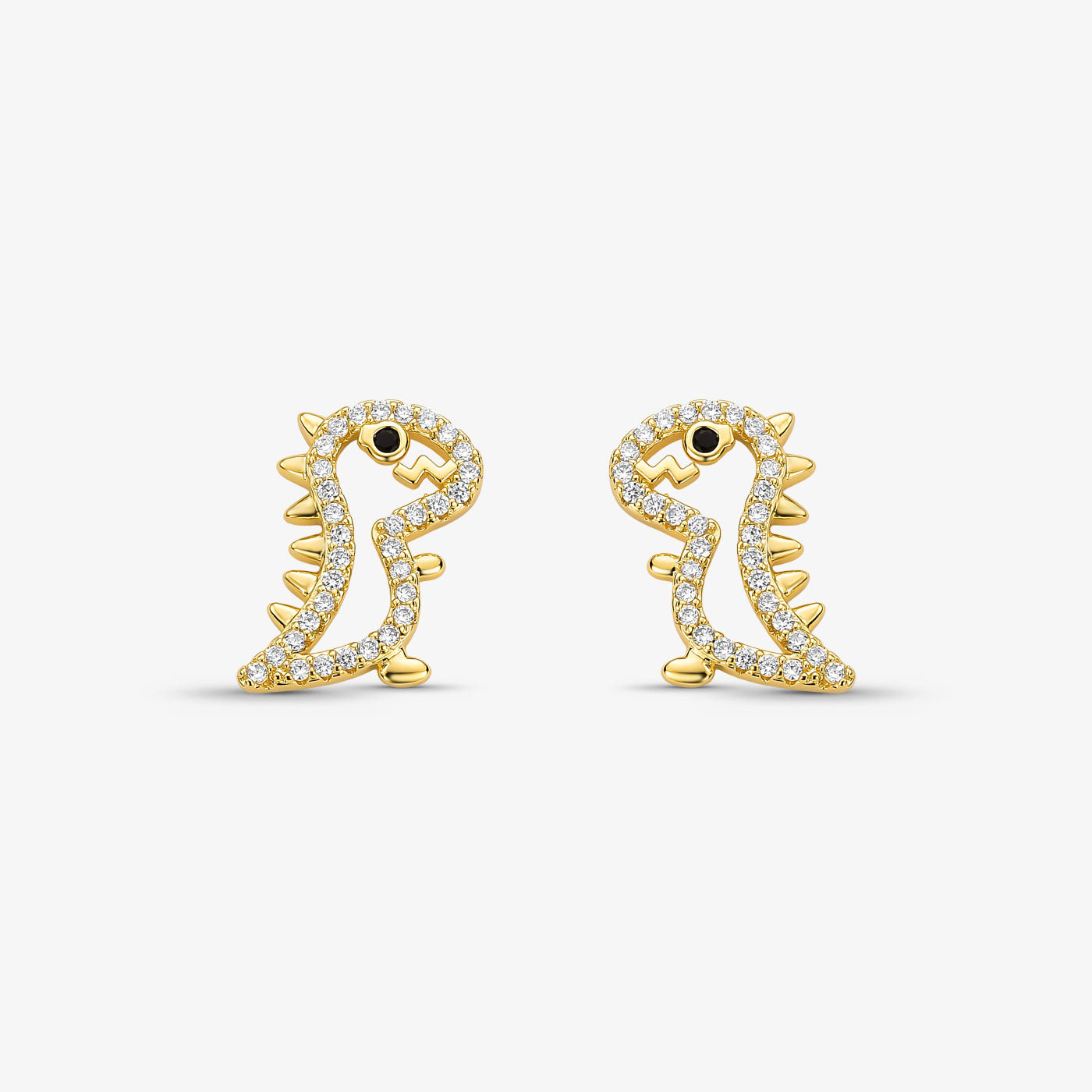 Brinco Dinossauro Cravejado Folheado a Ouro 18k
