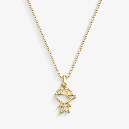 Colar Menino Cravejado Folheado a Ouro 18k