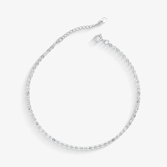 Tornozeleira Chapa Oval Folheado a Prata