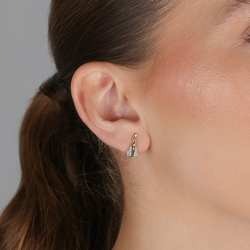 Brinco Nossa Senhora Aparecida  Folheado a Ouro 18k