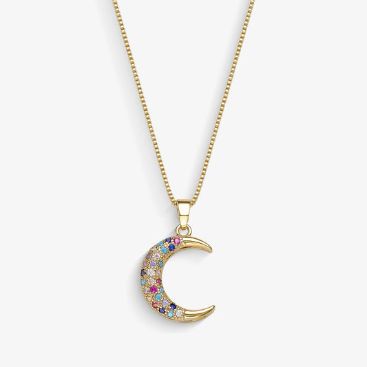 Colar Lua Colorida Folheado a Ouro 18k