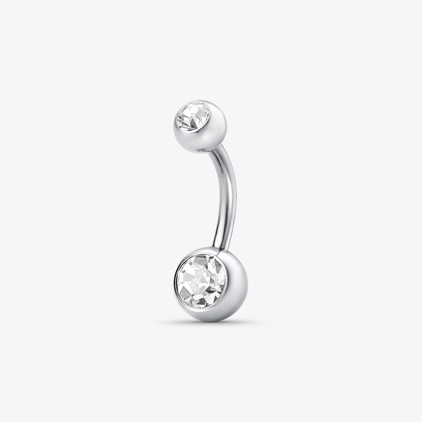 Piercing Umbigo Aço 2 Pedras Branca M