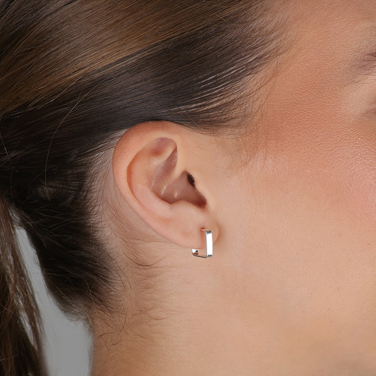 Brinco Argola Quadrada Lisa Folheado a Prata