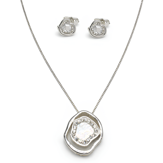 Conjunto Orgânico Cravejado Folheado a Prata