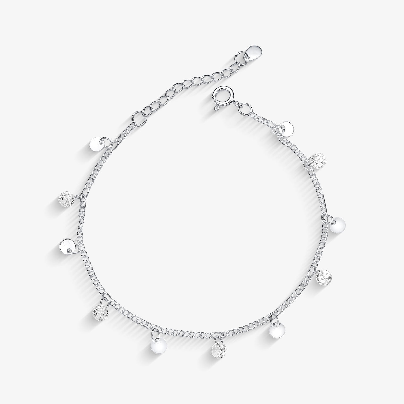 Pulseira Zircônia Chapa Redonda Folheado a Prata