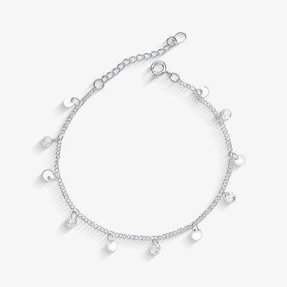 Pulseira Zircônia Chapa Redonda Folheado a Prata