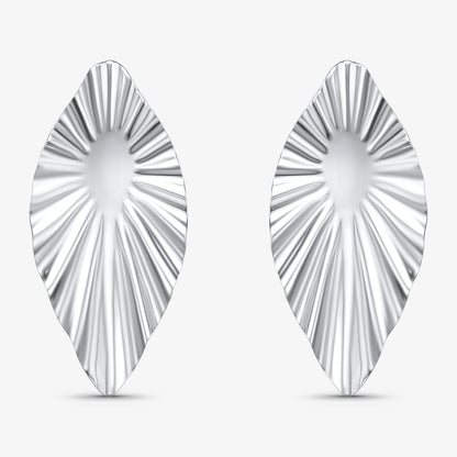 Brinco Orgânico Folha Texturizada Folheado a Prata