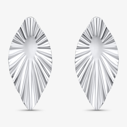 Brinco Orgânico Folha Texturizada Folheado a Prata