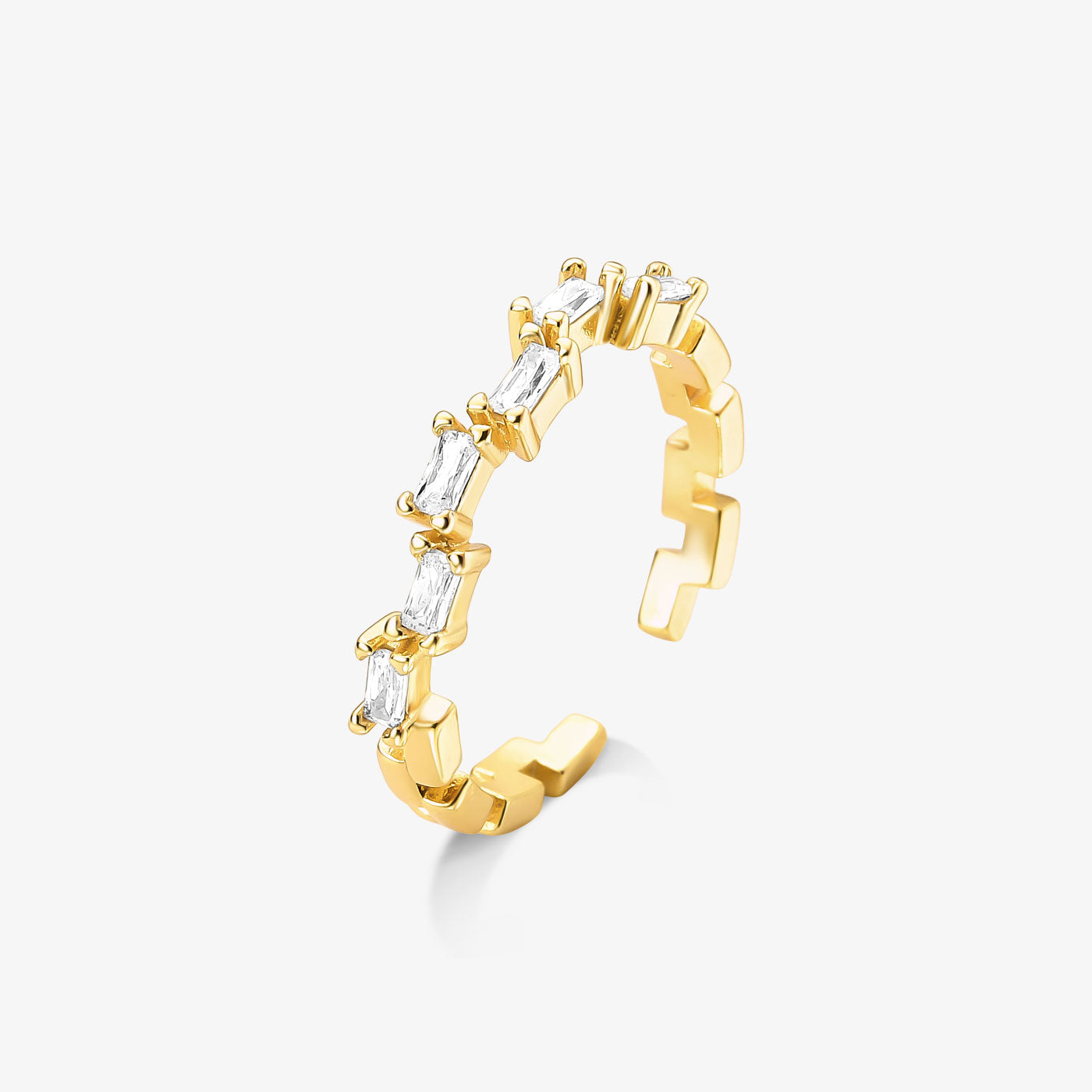 Anel Regulável Zircônia Cristal Folheado a Ouro18k