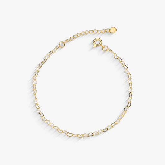 Pulseira Elo Coração Pequeno Folheado a Ouro18k
