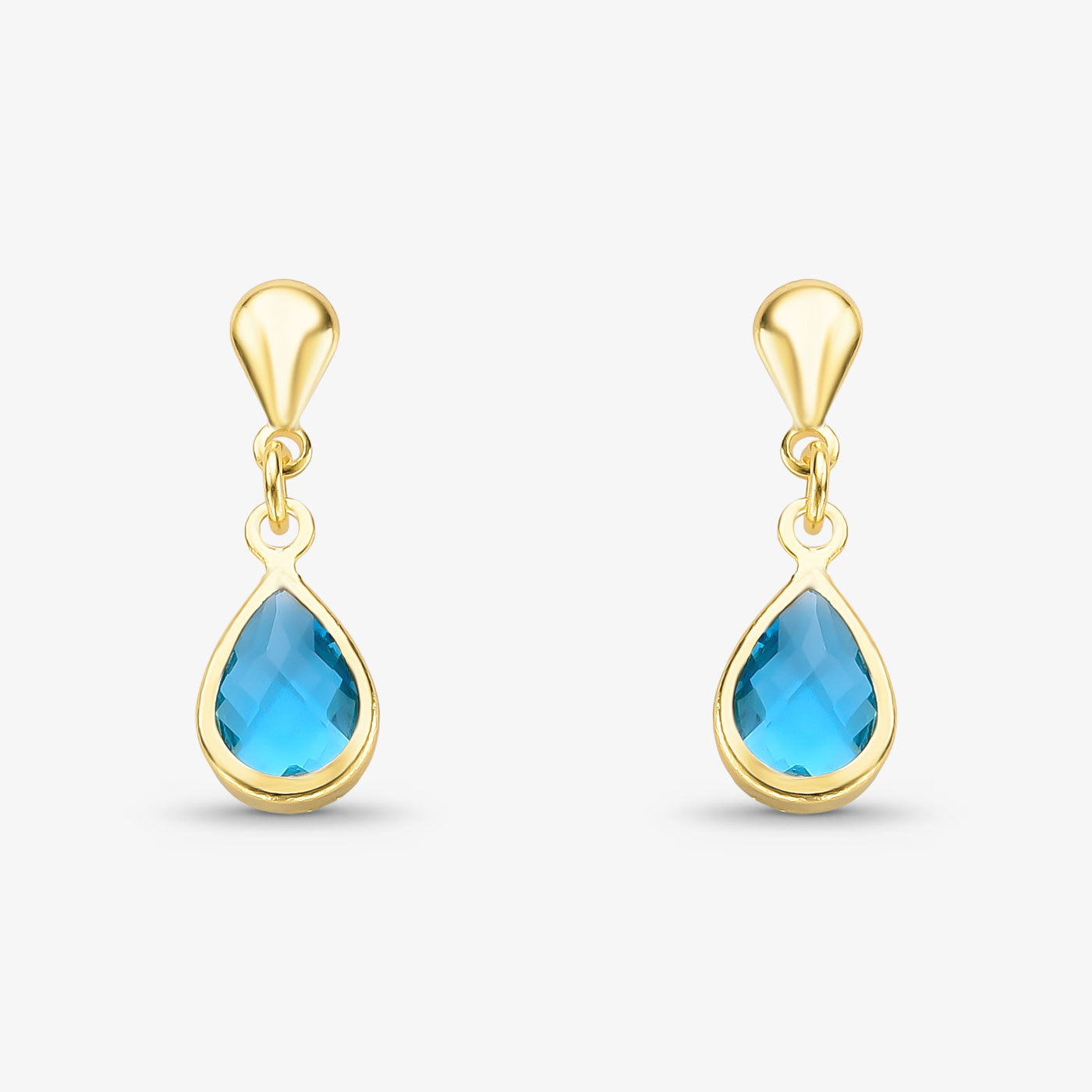 Brinco Gota Verde Água Vidro com borda Folheado a Ouro 18k