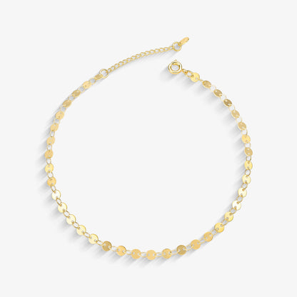 Tornozeleira Elo Chapinha Lisa Folheado a Ouro18k