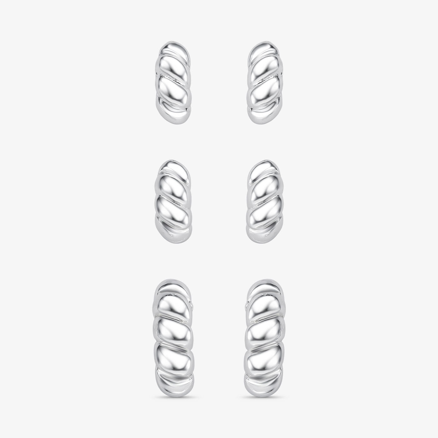 Brinco Trio Croissant Folheado a Prata