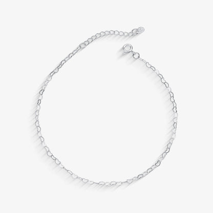 Tornozeleira Elo Coração pequeno Folheado a Prata