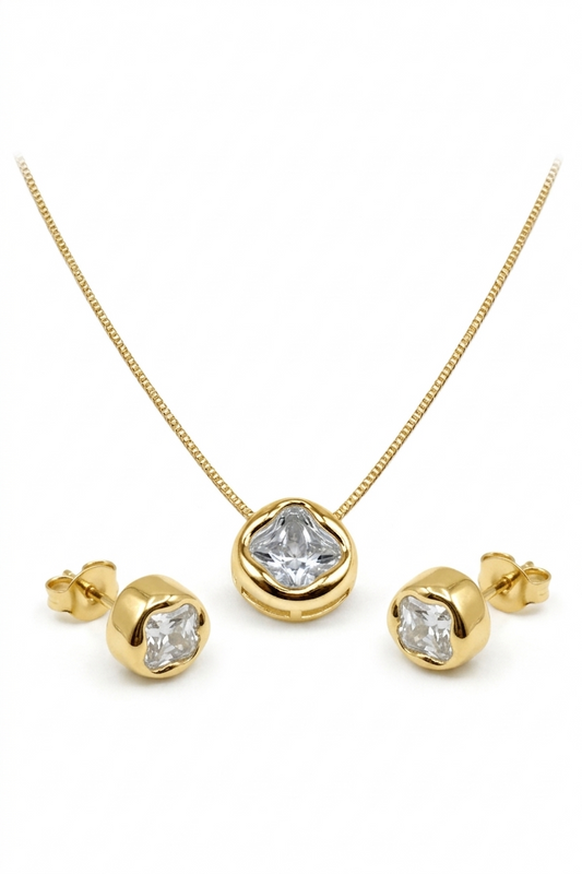 Conjunto Formato Orgânico Folheado a Ouro 18k