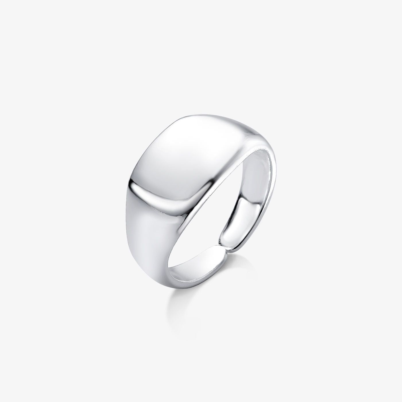 Anel Regulável com Chapa Lisa Folheado a Prata