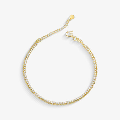 Pulseira Dupla Elo bolinha com Zircônia Folheado a Ouro18k