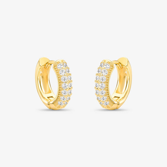 Brinco Argola Duas Fileiras Cravejada Folheado ouro18k