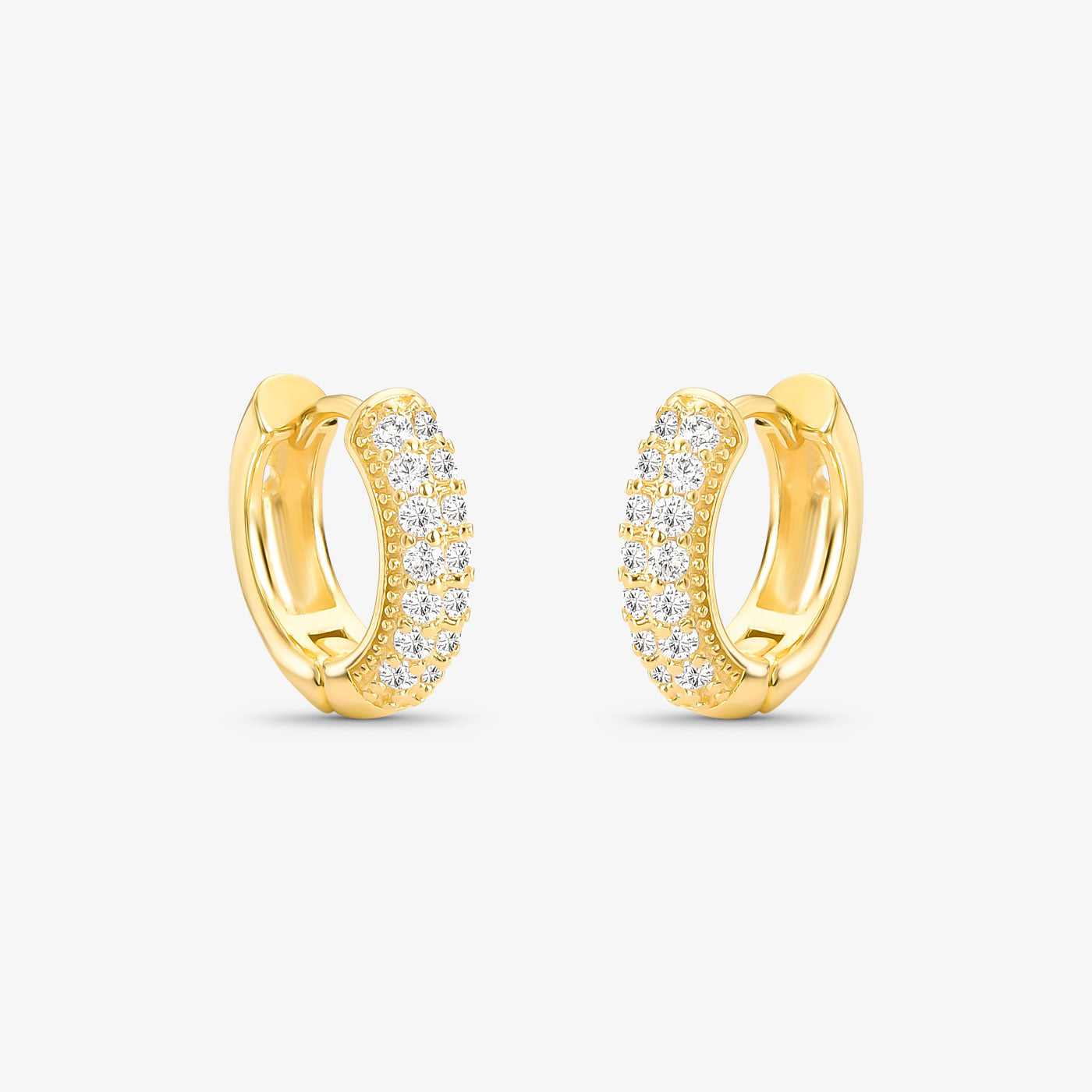 Brinco Argola Duas Fileiras Cravejada Folheado ouro18k