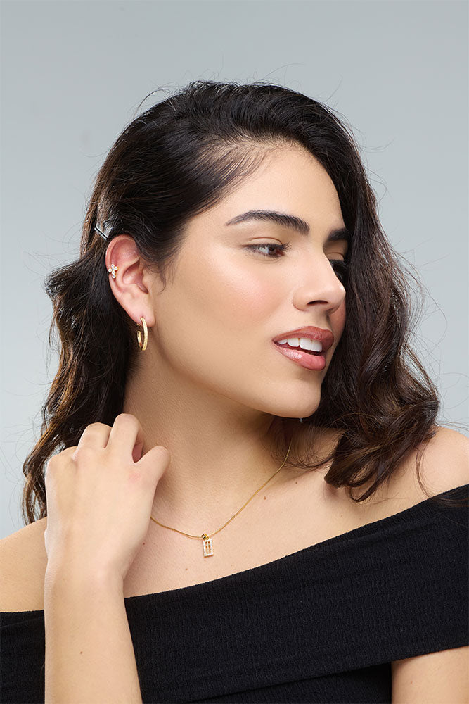 Brinco Oval Texturizado Folheado a Ouro 18k